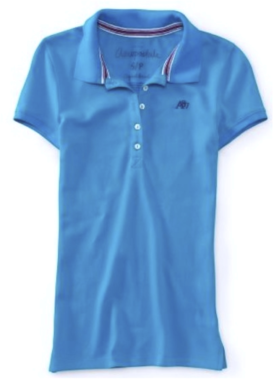 AEROPOSTALE WOMENS SOLID A87 POLO 5 BUTTON PIQUE STRETCH SCHOOL UNIFORM